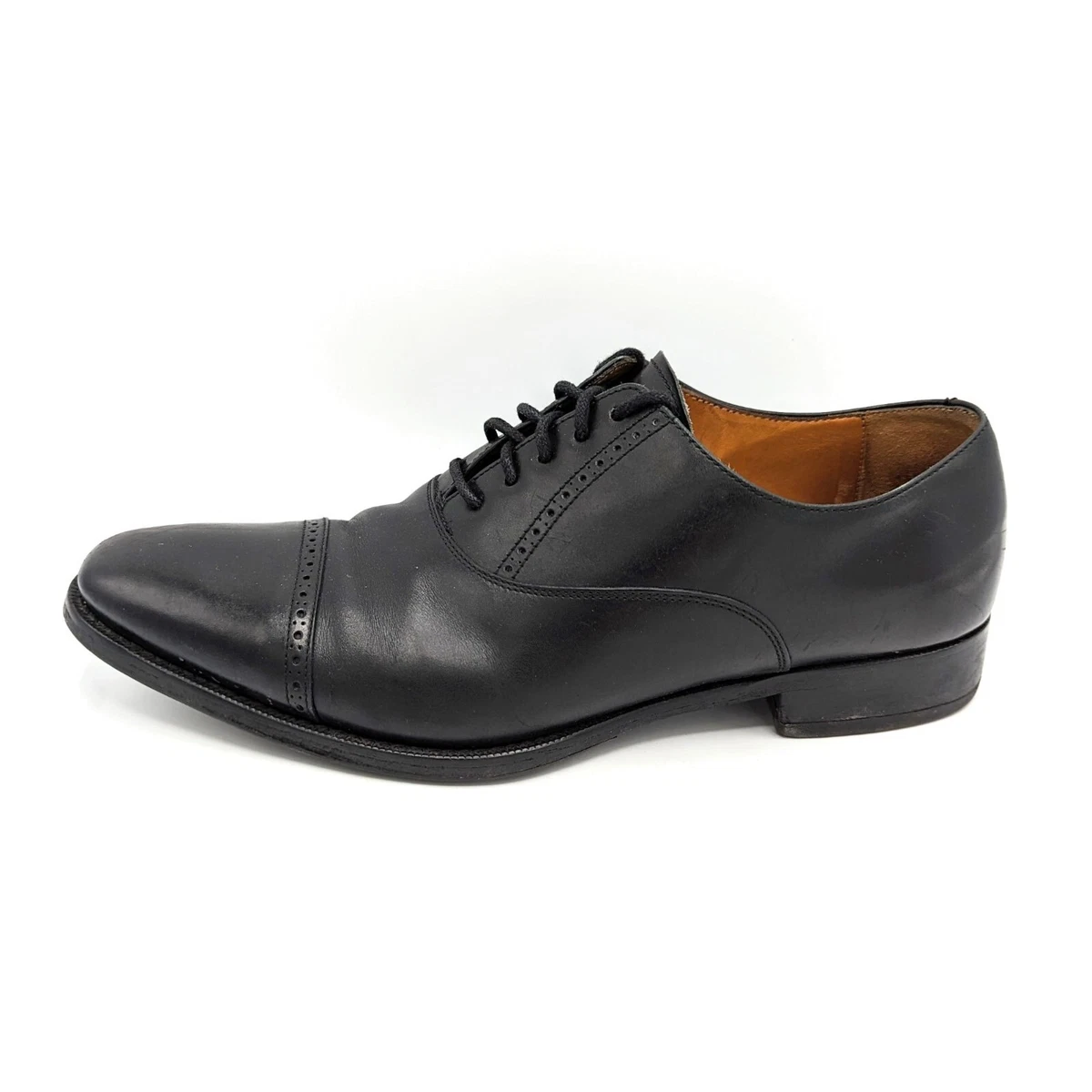 Jack Erwin Cap Toe Brogue Dress Shoes Oxford Black Leather Men s Size 8 42
