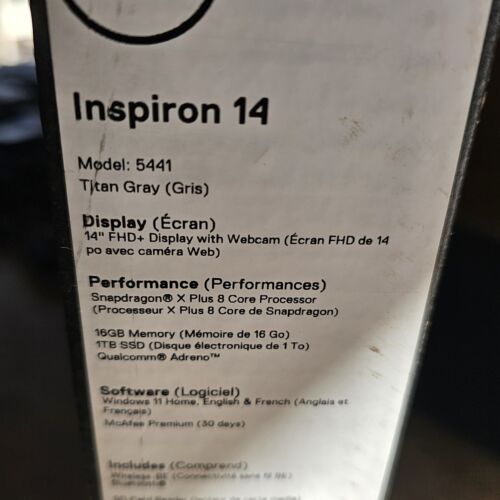 Dell Inspiron 14" 5441 Copilot+ Laptop 16GB RAM 1TB SSD SnapdragonX Ob A - Picture 5 of 5