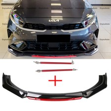 For Kia Forte Universal Front Bumper Lip Spoiler Splitter Strut Rods Black Red For Kia Forte Universal Front Bumper Lip Spoiler Splitter Strut Rods Black Red