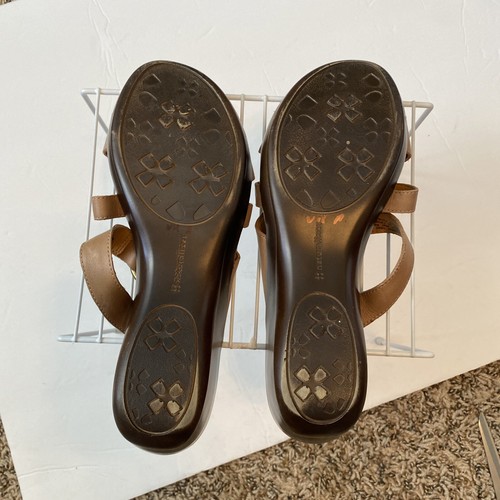 Naturalizer Sandals N5 Comfort Tulla Leather Tan Slip On Wedge Sandals Size 9M - Picture 4 of 6