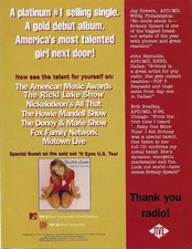 BRITNEY SPEARS Rare 1999 Baby PROMO TRADE AD Poster for One more CD MINT 8.5x11