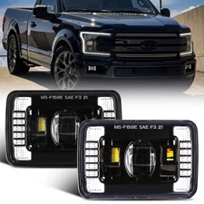 Pair LED Fog Lights Rectangular Fog Lamps with DRL For 2015-2020 Ford F150