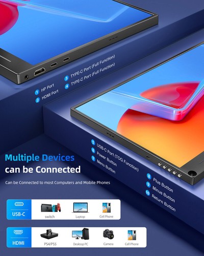 Portable Monitor 16" 2K QHD Type C Display 2560*1600 Second Extended Screen VESA - Picture 5 of 14