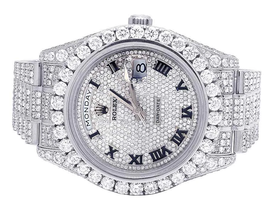 Mens Rolex Day Date II 18K White Gold 41MM President 218239 Diamond Watch 29.5Ct