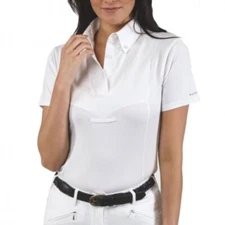 NWD Aubrion Women's Short Sleeve Tie Shirt Equestrian White XL Free Shipping