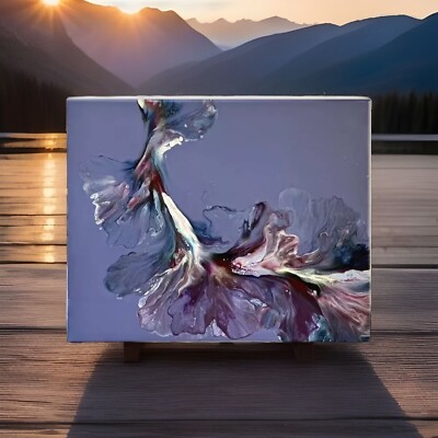 Abstract Dutch Pour Acrylic Original Painting 16x20 Multi Color Purple Fluid art