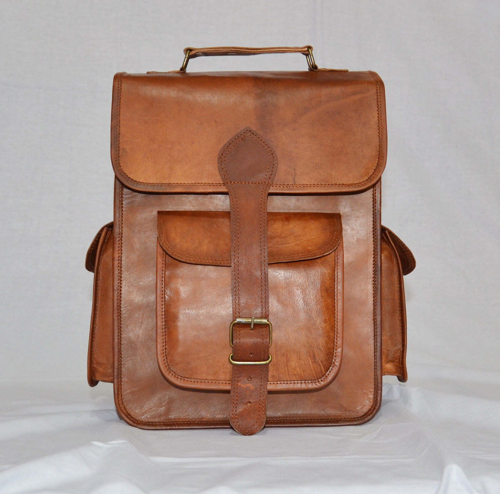 Brown Leather Men's Backpack Rucksack Bag Vintage Shoulder Laptop Messenger Bag