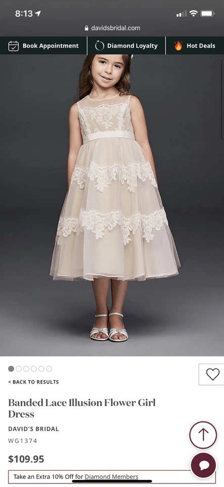 Vestido de novia David niña flor, ilusión de encaje con bandas Foto 4 de 4