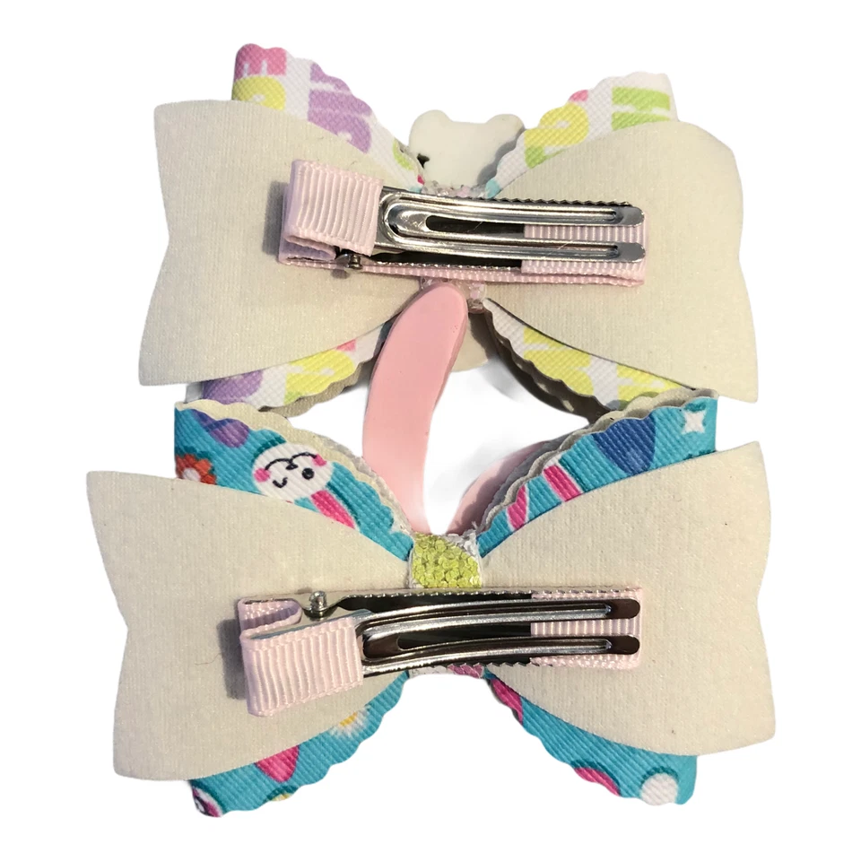Hair Bows Clips Grips Easter Bunny Rabbit Ears Eggs Premium Hair Bows 3.5" - Image 3 of 4