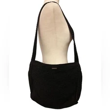 THE SAK's Indio Black Crochet Medium Tablet Bag Purse