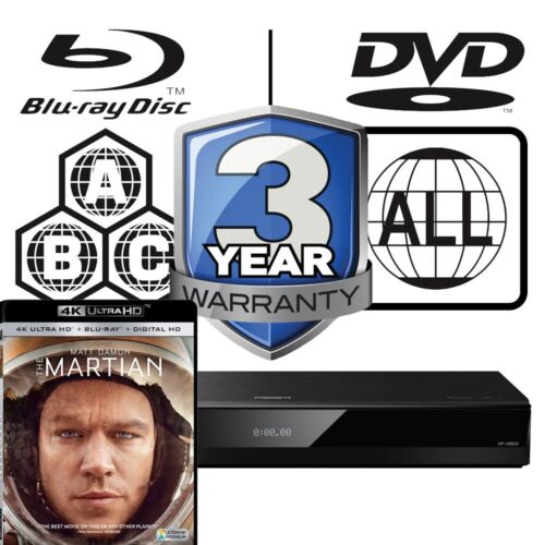 Panasonic Blu-ray Player DP-UB820 All Zone Code Free MultiRegion 4K The Martian - Afbeelding 1 van 7