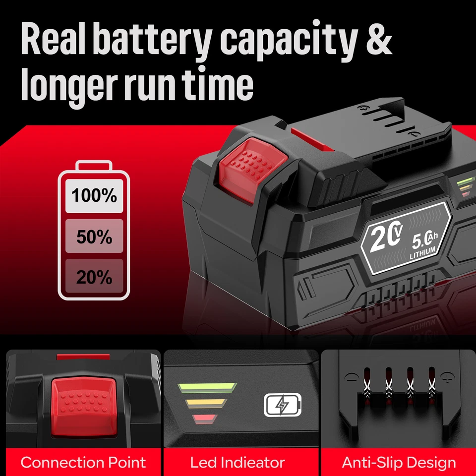 4/2x Para PARKSIDE X20V TEAM Tools Batería 5.0 Ah PLG 20 A1, PLG 20 C3 vatios 20 voltios - Imagen 4 de 4