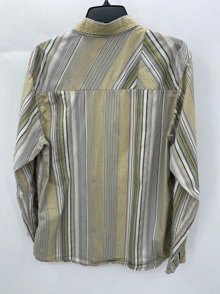 Prana Shirt Mens Large Multicolor Stripe Long Sleeve Button Up Rockabilly - Image 2 of 4