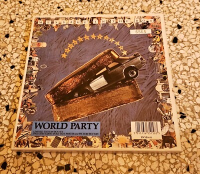 WORLD PARTY - Message In The Box Limited - Poster 1990 - 7''-Vinyl + button