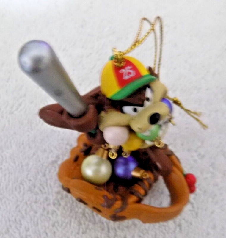 TASMANIAN DEVIL BASEBALL PLAYER CHRISTMAS ORNAMENT