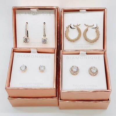 QVC 18K Rose Gold Plated Sterling Silver Cubic Zirconia Set of - Main Image