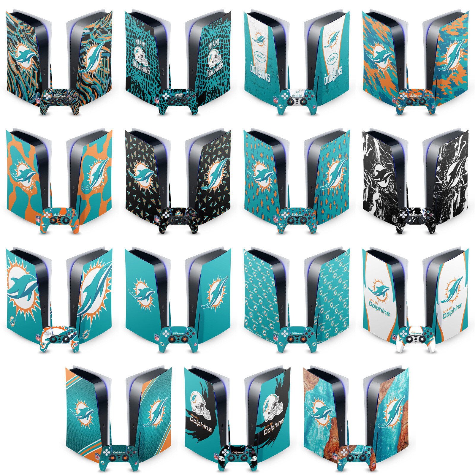 OFFICIAL NFL MIAMI DOLPHINS VINYL SKIN DECAL FOR SONY PS5 DISC EDITION BUNDLE