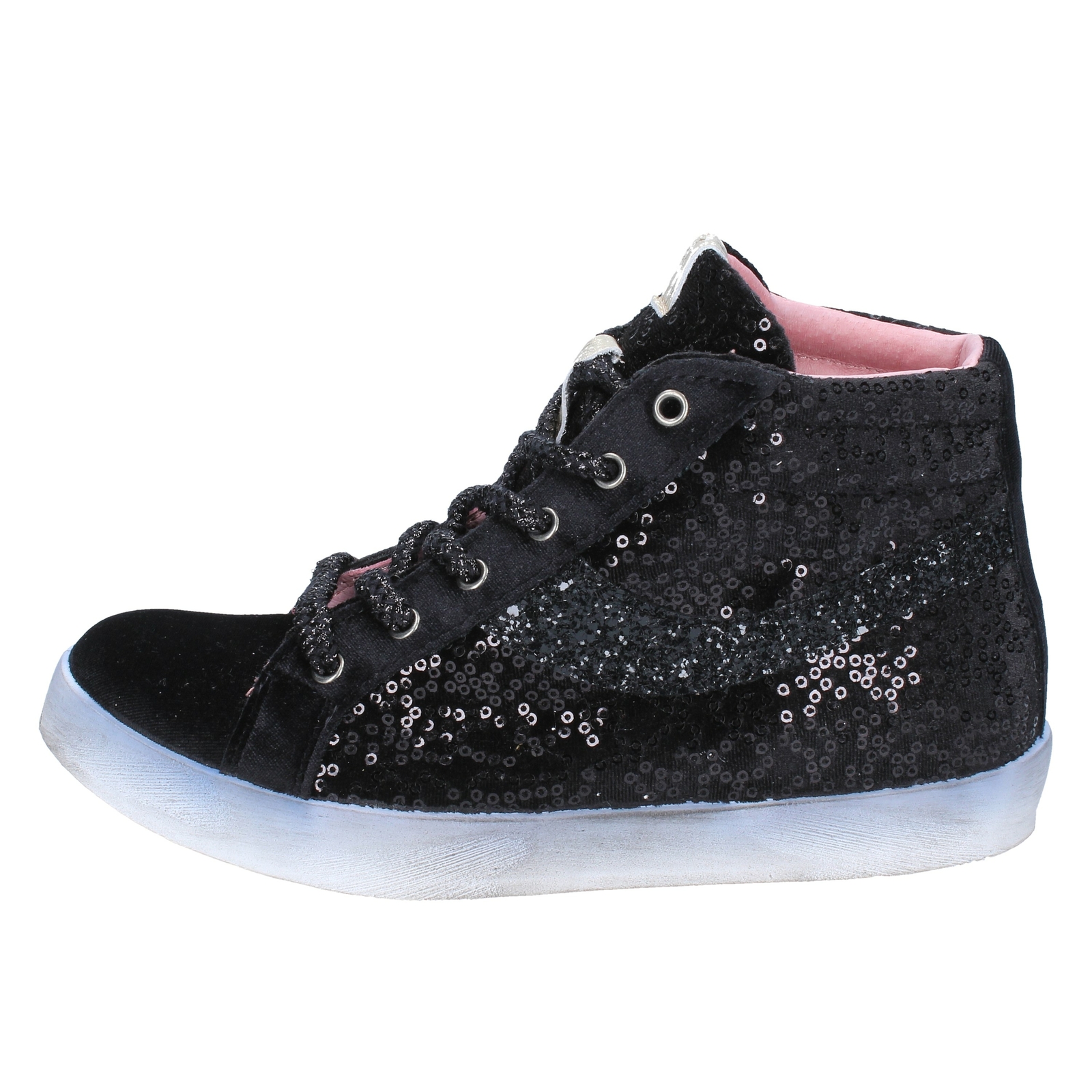 кроссовки scarpe donna FIORI DI PICCHE с пайетками nero velluto BX345