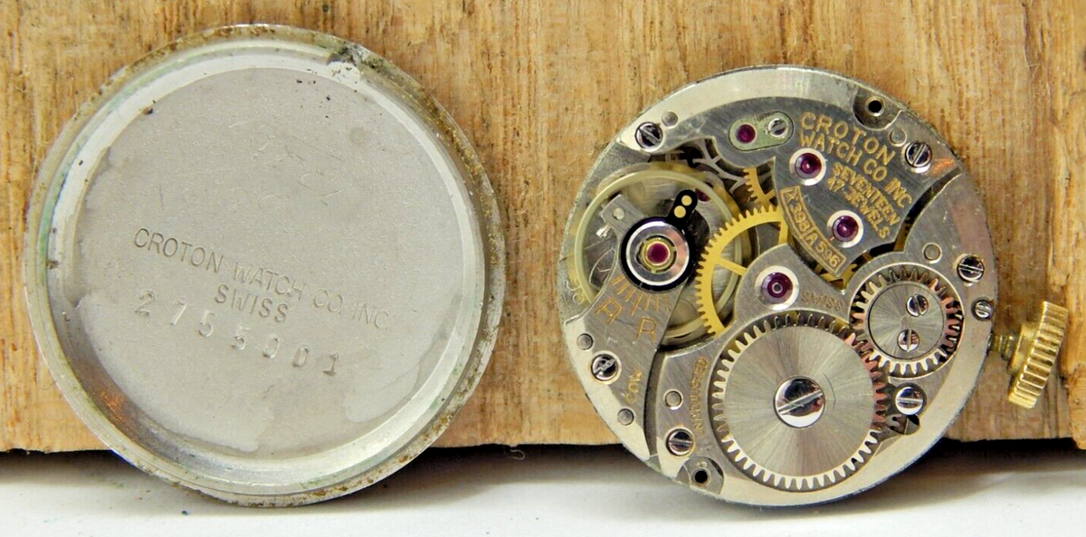 Vintage Croton 17 jewel X398 A596 wrist watch movement with dial