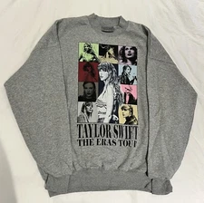 Taylor Swift Eras Tour Grey Crewneck Sweatshirt Top SOLD OUT New LARGE