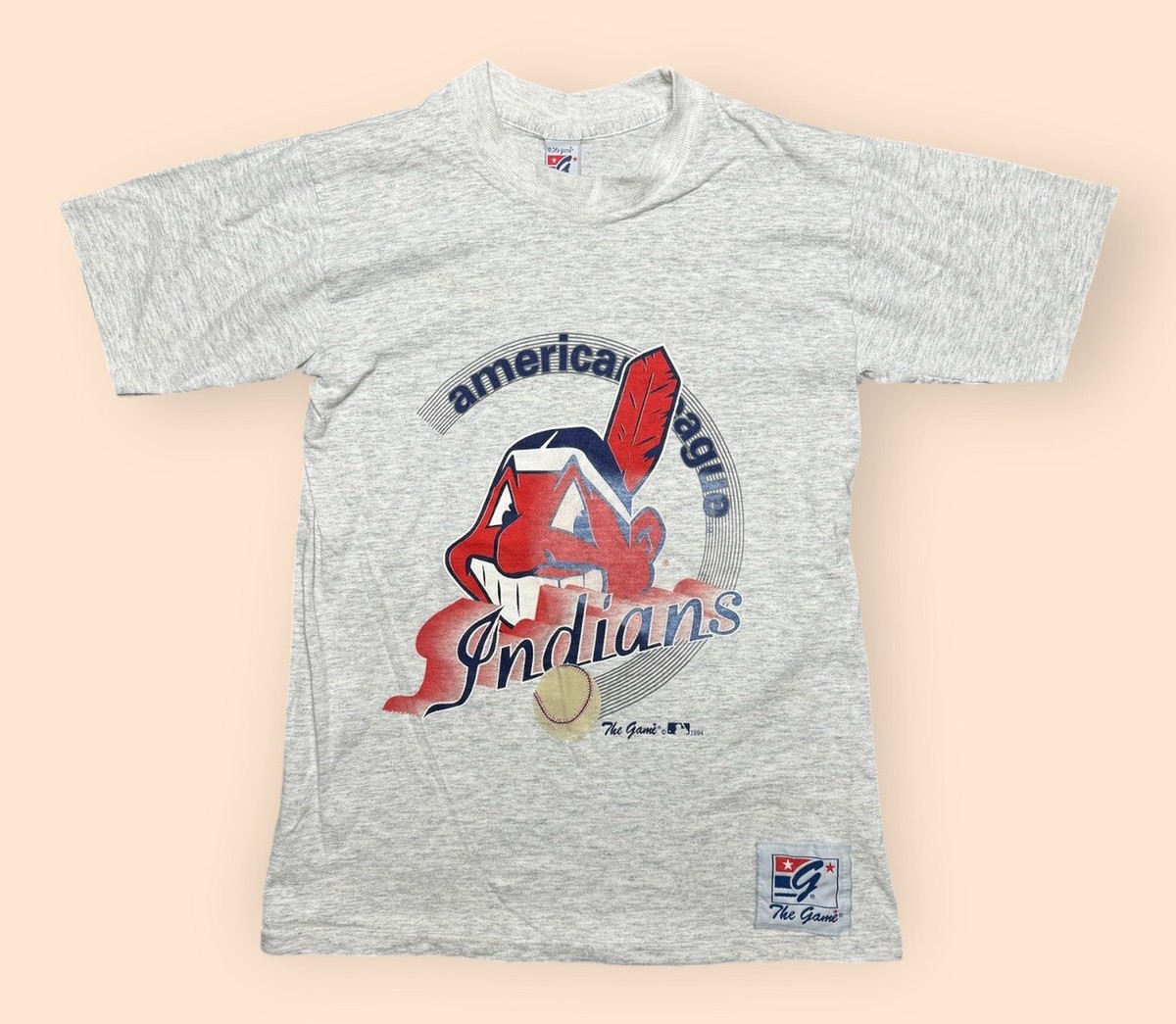 Vintage Cleveland Indians 1990s T Shirt Small Gray The Game Vtg