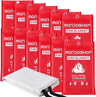 Fire Blanket for Home Kitchen Camping 12 Pack Emergency Fire Resistant Blanket