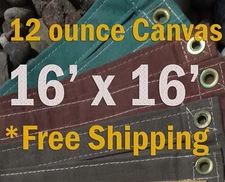 16 Ft. x 16 Ft. 12 Oz. Cotton Canvas Breathable Water Resistant Tarps