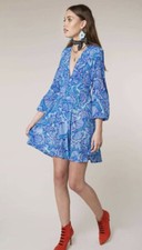 BNWOT NEW RIXO Harper Psychedelic Blue Shell Mini Dress Size Large
