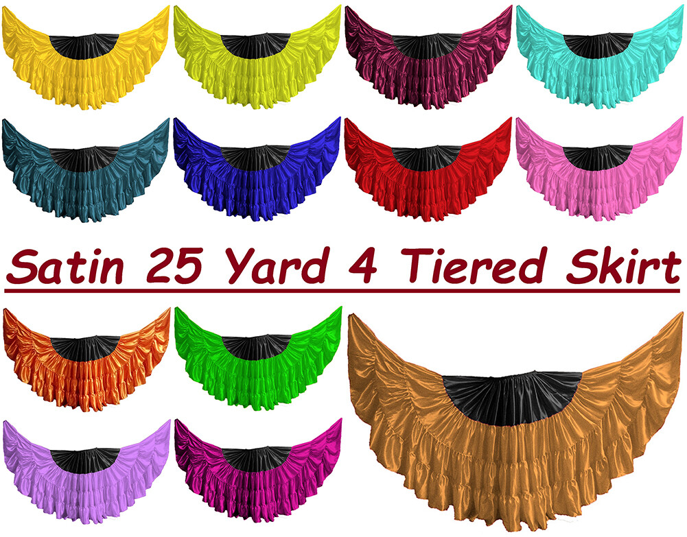 Skirt 25 Yard 4 Tiered Satin Bally Dance Ruffle Flamenco GYPSY Tribal ATS Rock-image