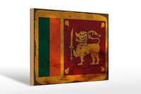 Holzschild Flagge Sri Lanka 30X20 Cm Flag Sri Lanka Rost Deko Schild Wooden Sign