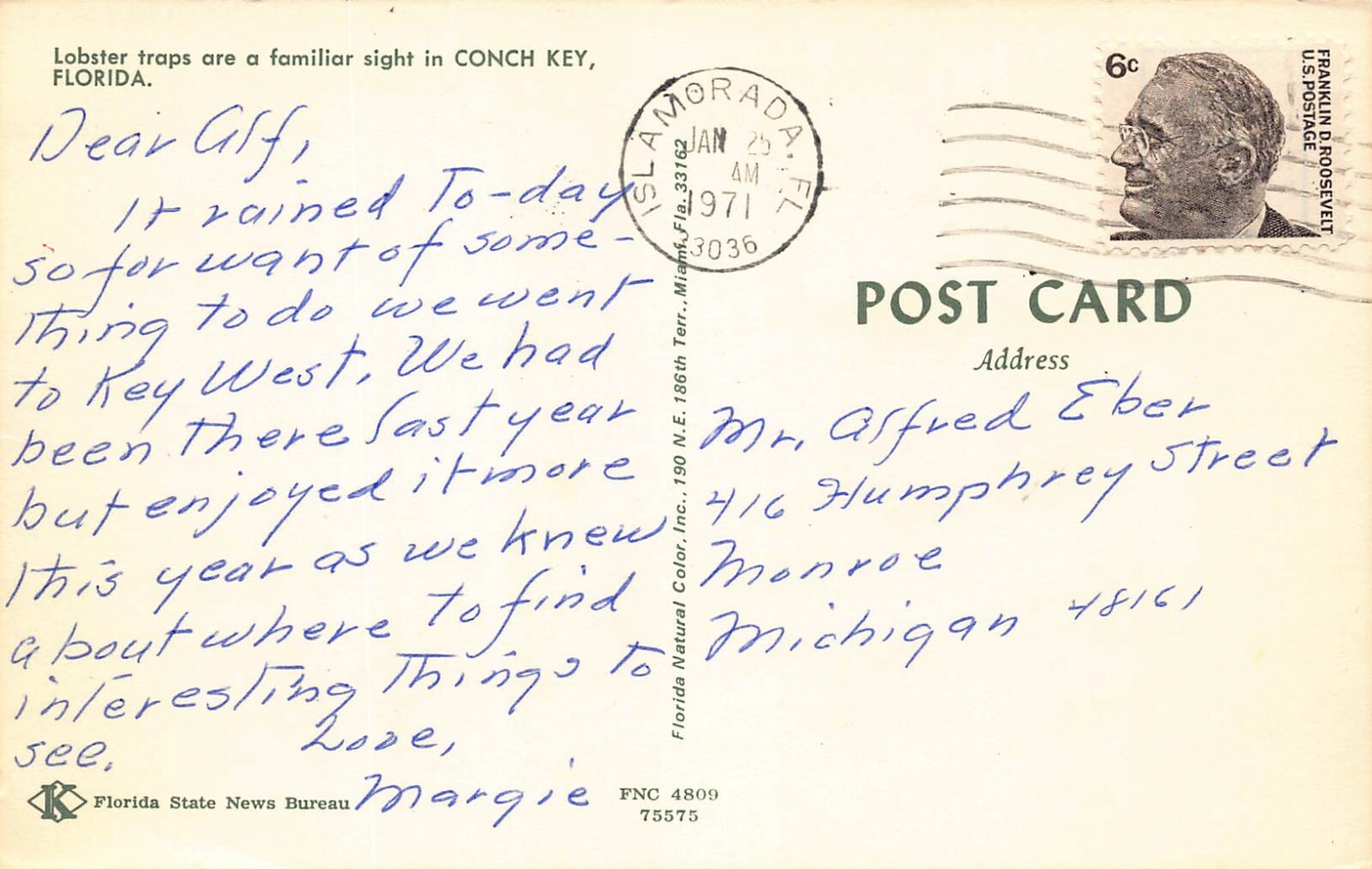 Florida Keys Lobster Traps Conch Key islamorada Vintage 1970s Postcard