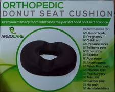 AnboCare Orthopedic Premium Sitting Pillow Donut Gel, Soft Memory Foam Black NEW
