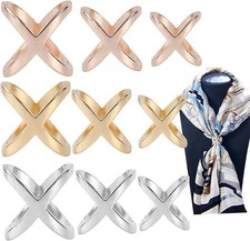 9PCS Scarf Ring Clips, X Shaped Silk Scarf Clasp Buckle, Metal T-Shirt Clips,...