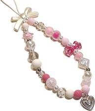Pink Beaded Phone Charm Aesthetic Y2K Cell Phone Charms Strap Accessories for Ke