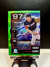 2025 Bowman Chrome Scouts Top 100 Travis Sykora #BTP-97 Green Refractor /99 Rare