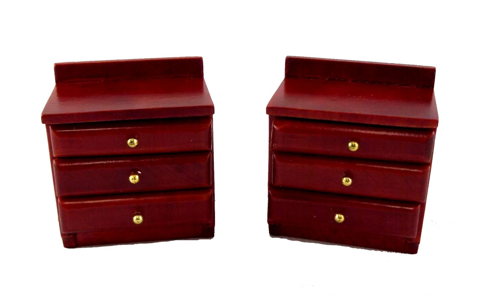 Dolls House Pair of Mahogany Bedside Chests Miniature 1:12 Bedroom Furniture