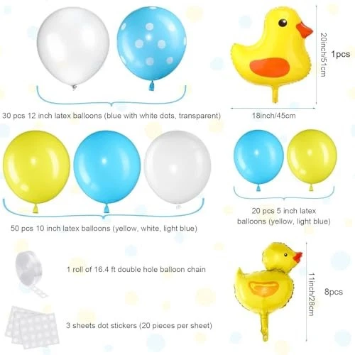 113 Pcs Yellow Duck Balloon Arch Garland Kit 12 10 5 Inch Blue Yellow White Late — 第 3/4 张图片