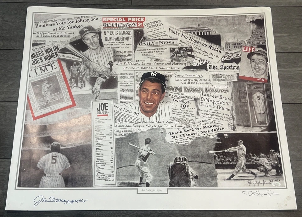 Joe DiMaggio Signed 26x32 Litho Lithograph Print NY Yankees JSA COA ZZ40509 - Image 3 of 4