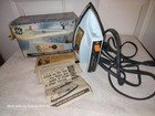 VINTAGE GE LIGHT N EASY BLUE COMPACT STEAM & DRY IRON W/BOX — photo 1