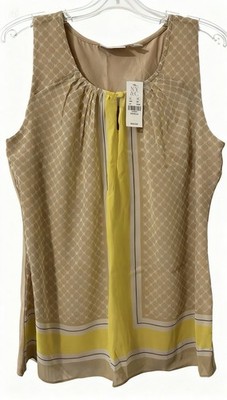NY&C New York & Company Womens S Cowl Neck Print Nylon Ruched Blouse NWT