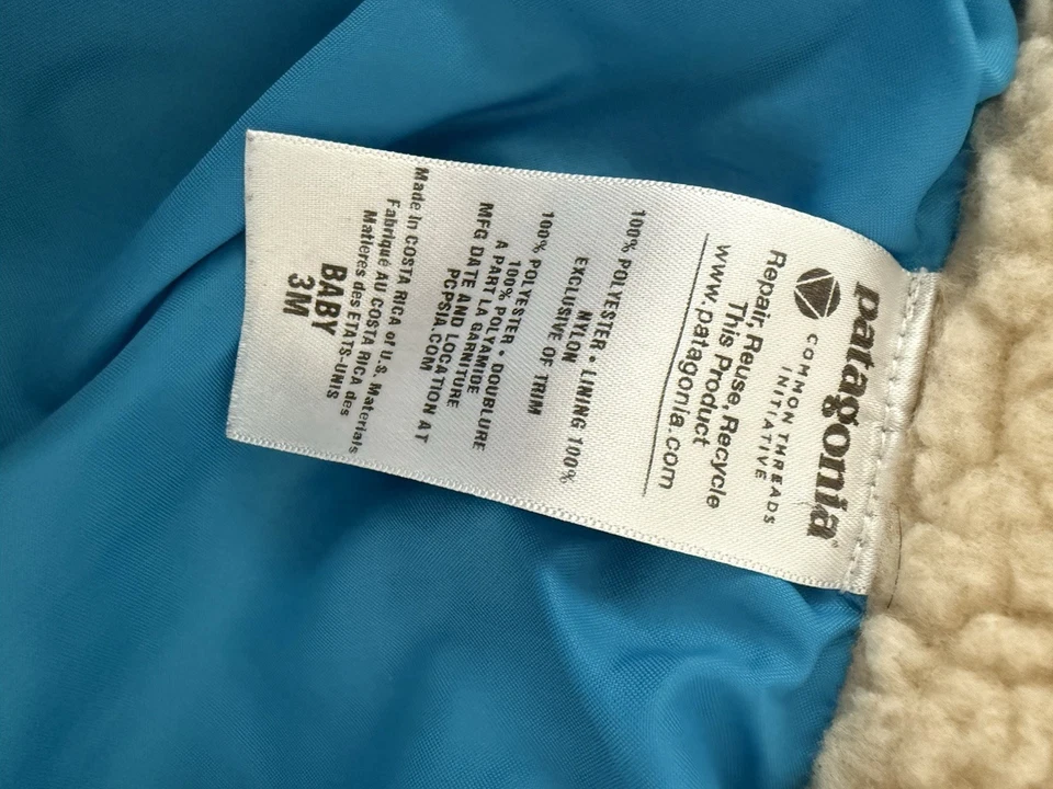 Chaqueta polar Patagonia Baby Retro-X 3M azul natural Sherpa cremallera reciclada EE. UU. Foto 3 de 4