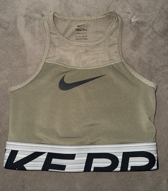 Nike Pro Sports Bra Women XSmall Green, Unpadded, Racerback, Dri-Fit