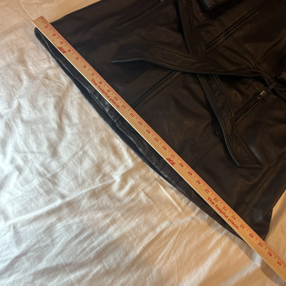 Wilsons 皮革男式 XXL 码外套黑色长夹克 Thinsulate 皮带 — 第 4/4 张图片