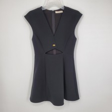 Women's Halston Heritage Black Cap Sleeve Turn Lock Cut Out Mini Dress Size 2