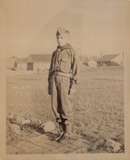 Antique Boy Scout Standing at Attention 1950s Photo Troop 150 Garrison Cap