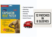 Coralite Capsaicin Heat Patch Pain Relief 12 Patches (6 sleeves) Arthritis Back