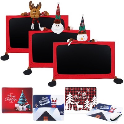 3 Pcs Christmas Computer Monitor Cover and 3 Pcs Christmas Pad, Computer Moni...