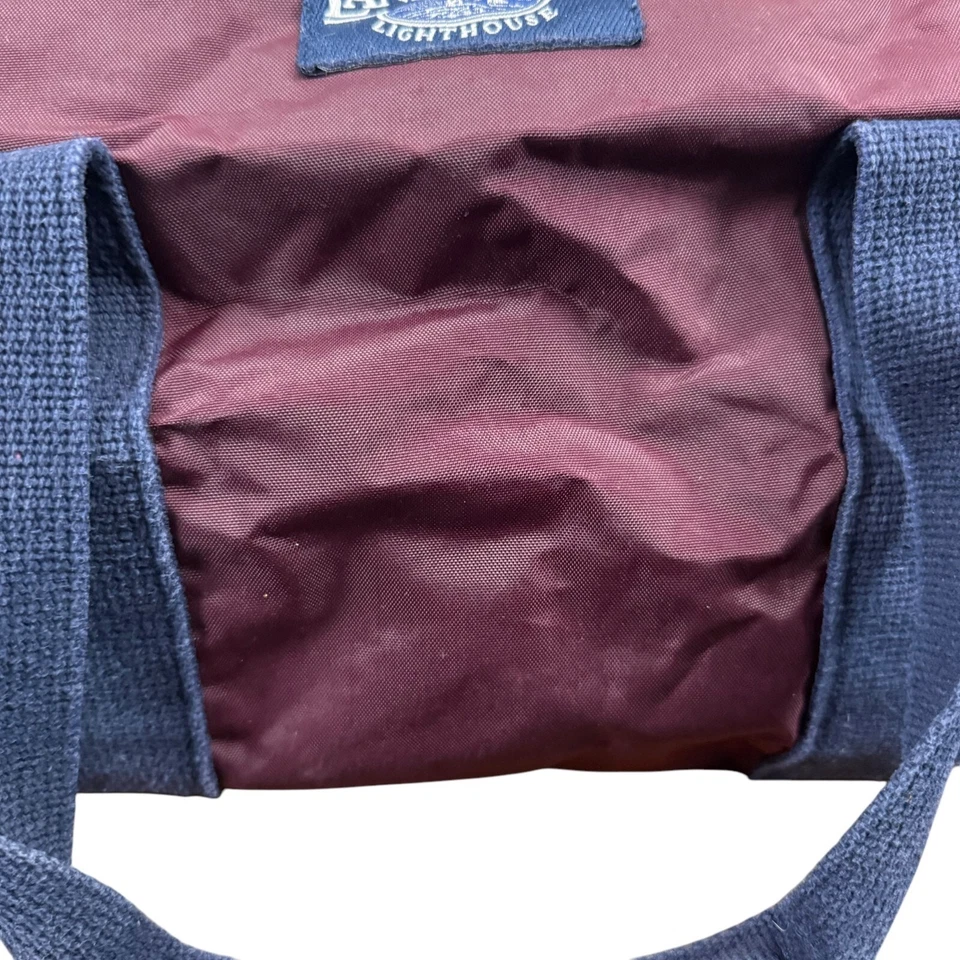 Lands End Lighthouse Vintage USA Made Duffle Weekend Bag Plum Blue Gym Travel - Image 2 of 4
