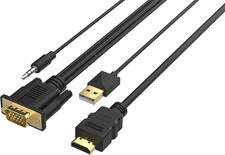 HDMI to VGA Cable. HDMI Male to VGA Male Converter with 3.5Mm Audio Jack for TV