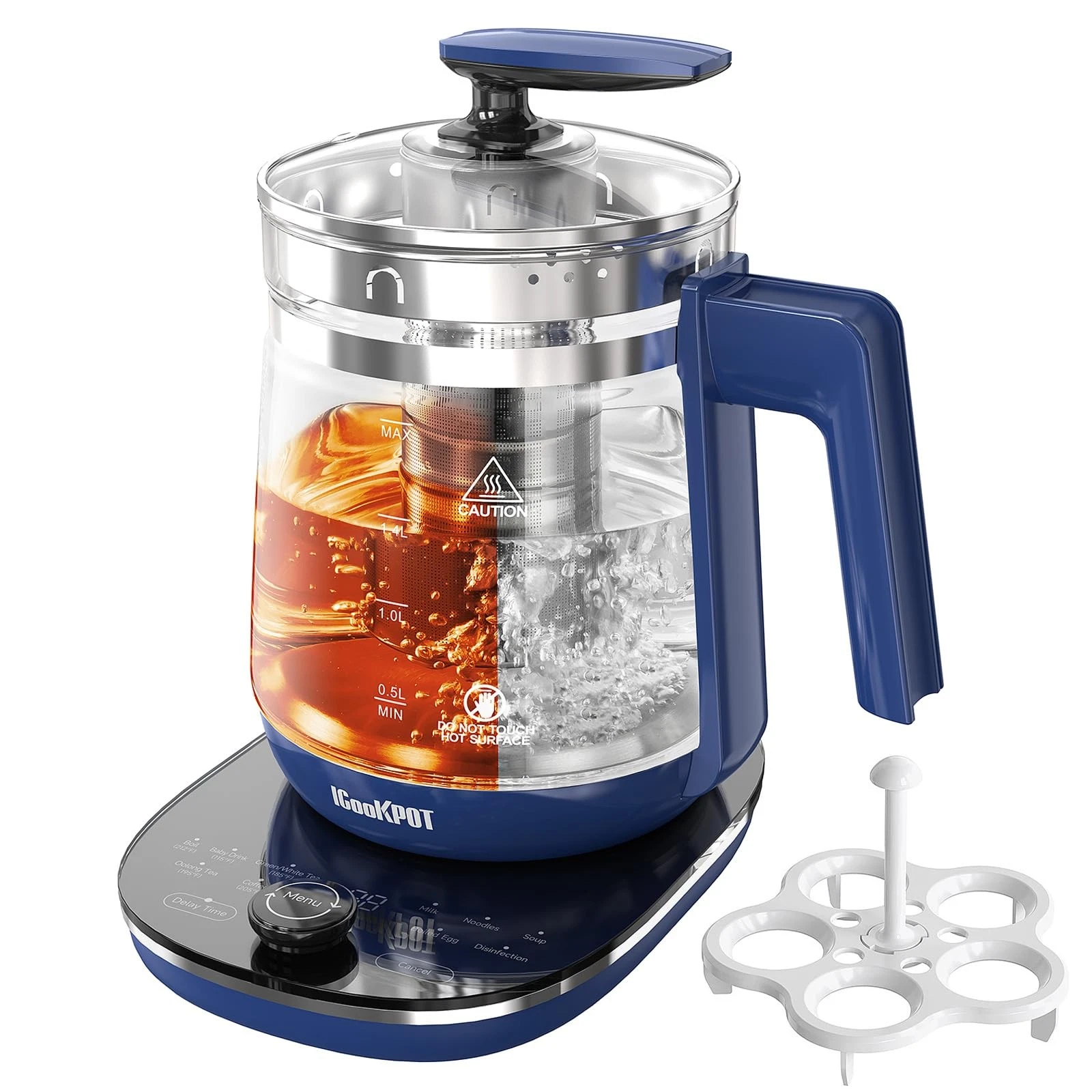 Electric Kettle, 1.5L Borosilicate Glass Hot Water Kettle Electric & Tea Kett...